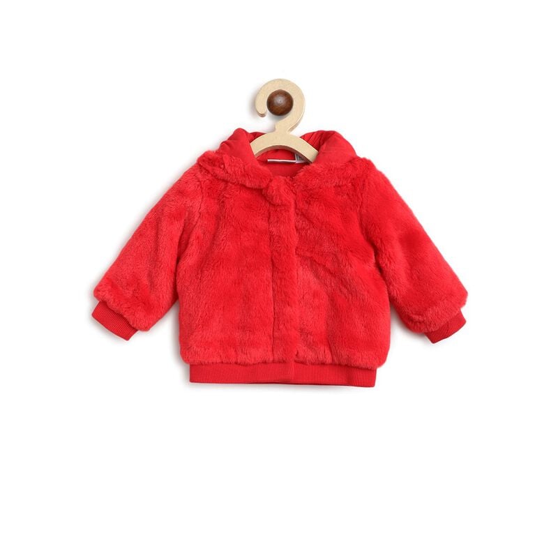 Faux Fur Front Open Cardigan with Hood image number 0